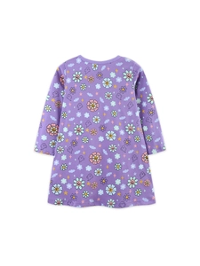 Robe Halloween violette à manches longues pour filles avec citrouilles et fantômes