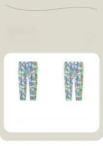 Vues avant et arrière détaillées du legging bleu clair pour filles avec motifs floraux