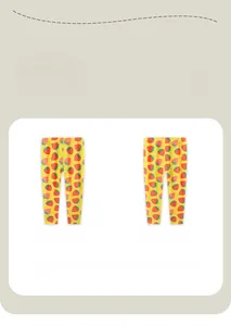 Vues avant et arrière du legging jaune pour fille avec imprimé fraises rouges