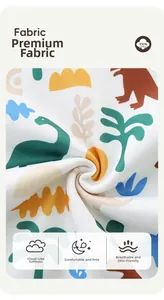 Détail du tissu 100 % coton avec imprimé dinosaure pour sweat enfant