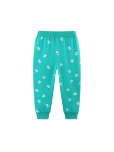Pantalon de sport fille vert menthe avec imprimé marguerites et taille élastique