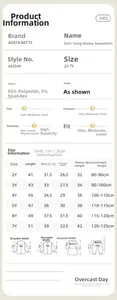 Guide des tailles sweat fraise 2Y-7Y avec dimensions détaillées et conseils d'entretien