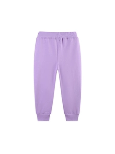 Pantalon de jogging en coton violet pour fille avec broderie dinosaure et poignets côtelés