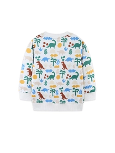 Sweat-shirt enfant à manches longues avec imprimés dinosaures et motifs tropicaux
