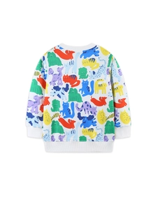 Kids Cartoon Animal Print Sweatshirt Crewneck Long Sleeve Pullover Soft Polyester Casual Top For Boys Girls Children