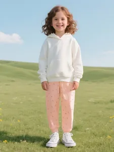 Toddler Girls Cotton Jogger Sweatpants Pink Cherry Print Casual Elastic Waist Active Pants Kids Trousers Soft Cotton Bottoms