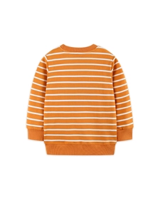 Orange-weiß gestreiftes Langarm-Sweatshirt für Jungen mit gerippten Bündchen