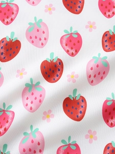 Sweat pour filles blanc avec motif de fraises mignonnes et petites fleurs roses