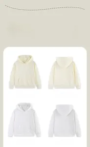 Detailed front and back view of kids minimalist solid color hooded sweatshirts