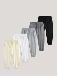 Boys Sports Sweatpants Cotton Blend Solid Color Elastic Waist Joggers Casual Autumn Kids Soft Cuffed Trousers For 2-12 Years