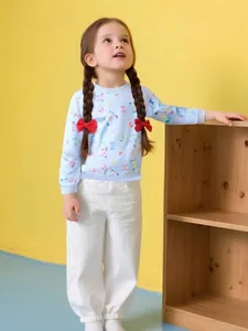 Felpa da Bambina con Stampa a Farfalla Top Pullover a Girocollo a Maniche Lunghe Casual per l'autunno Inverno Abbigliamento per Bambini