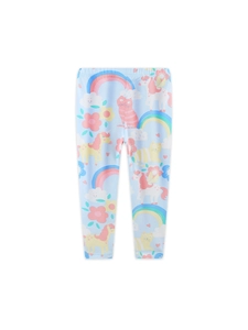 Girls unicorn rainbow print leggings in light blue stretchy fabric for autumn style