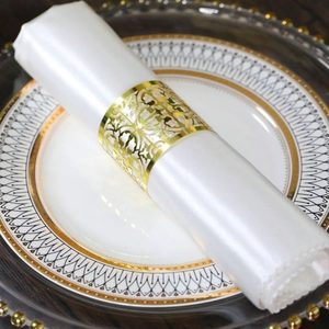 Lasergeschnittene Papier Serviettenringe Hohl Ausgeschnittenes Blumenmuster Metallischer Glanz Einweg Serviettenhalter Für Hochzeit Bankett Party