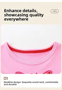 Close-up of pink knit dress with reinforced round neck and red woven tape detail