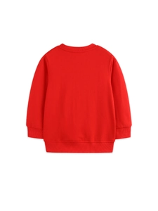 Vue arrière du sweat-shirt rouge classique pour filles avec col rond et bords-côtes