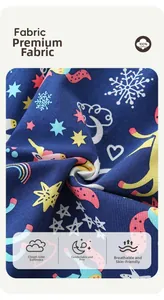 Gros plan d'un tissu 100% coton doux avec imprimés licorne pour leggings de fille
