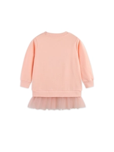 Robe sweat de Noël rose pour filles avec ourlet en tulle et motif renne mignon