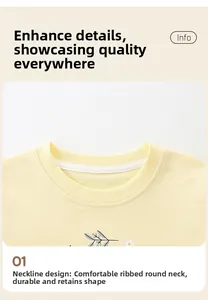 Close-up of a rib-knit crewneck on a yellow sweatshirt with reinforced inner collar tape