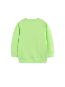 Fashionable long sleeve light green kids sweatshirt featuring a ribbed crew neck and hem