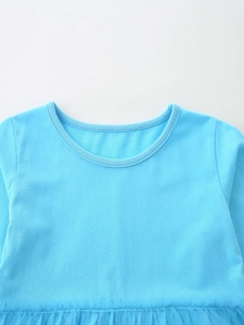 Blue girls mesh princess dress featuring cotton knit bodice and layered tulle skirt details