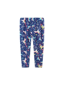 Leggings bleus pour enfants avec imprimé intégral licornes et arcs-en-ciel