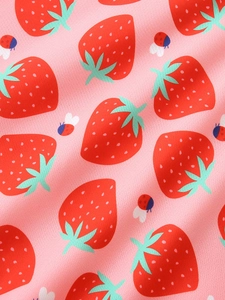 Felpa rosa da bambina con stampa di fragole e api realizzata in maglia premium