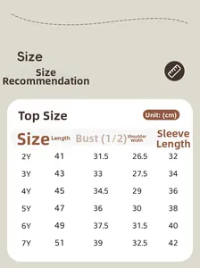 Size guide table for boys car embroidery sweatshirt set with measurements from 2Y to 7Y