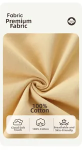 Detailed macro view of soft 100% cotton knit fabric texture in beige for kids' sets