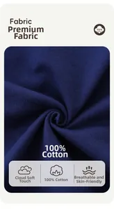 Détail du tissu en maille 100% coton bleu marine avec texture respirante et douce sur la peau