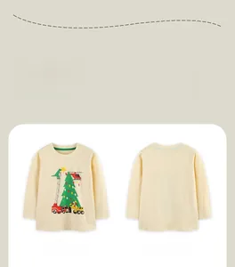 Vues avant et arrière du t-shirt jaune enfant à manches longues avec motifs de Noël
