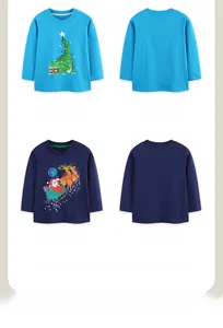 Vues avant et arrière de t-shirts de Noël à manches longues avec imprimés crocodile et Père Noël