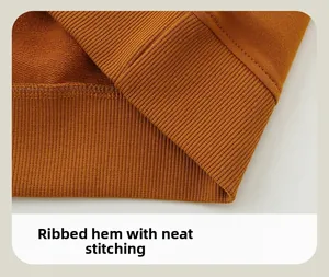Detail of ribbed hem on kids cotton sweatshirt with high-quality stitched seams