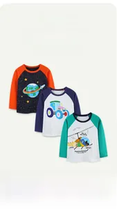 Lot de 3 tee-shirts à manches longues pour garçons en coton avec motifs de dessins animés