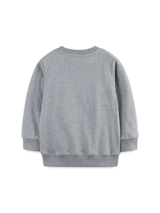 Classic grey melange boys crewneck sweatshirt with ribbed cuffs and hem for comfort