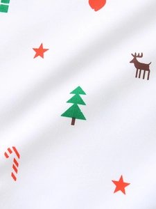 Girls' white sweatshirt with Christmas print including reindeer, stars, and trees