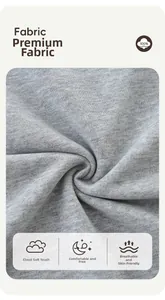 Detail of 100% grey cotton knit fabric showing soft texture and breathable fibers