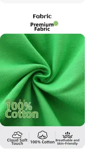 Close-up of green 100% cotton knit fabric showing breathable texture and soft feel