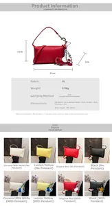 Tabella dettagliata con dimensioni della borsa a bauletto in PU e quattro colori di borse