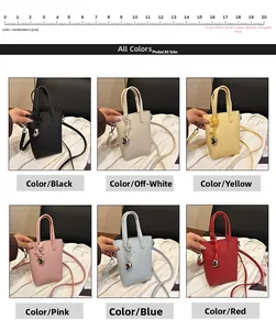 Mini sacs à bandoulière en six couleurs avec texture litchi et pendentif cœur