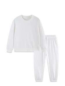 Classic white children's sweatshirt and joggers set made of pure knit cotton material