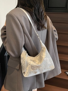 Women Rhinestone Hobo Shoulder Bag Sparkling PU Leather Crescent Tote Bag For Party Casual Daily Fashion Handbag