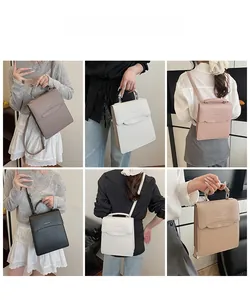 Collage of solid color leather handbags showing crossbody and shoulder carry styles