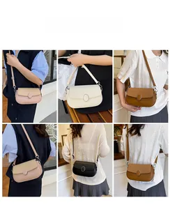 Collage of chic leather crossbody bags in pink, beige, brown and black for women