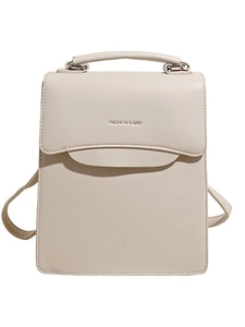 Chic cream white PU leather handbag with top handle and adjustable shoulder strap