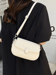 Korean Style PU Leather Shoulder Bag For Women Vintage Pebble Grain Crossbody Bag Small Square Underarm Saddle Bag For Daily Matching