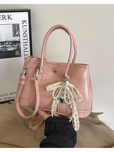 Sac Seau Élégant en Cuir PU pour Femmes Mode Künstliche Perle Nœud en Dentelle Pendentif Doux Sac à Main Bandoulière pour Bureau Quotidien