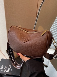 Fashion Women PU Lychee Grain Pillow Bag Wide Patterned Strap Trendy Commuter Small Crossbody Bag For Daily Use Handbag
