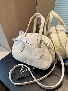 Women Fashion PU Leather Shoulder Bag With Litchi Pattern Ribbon Bow Decoration Crossbody Handbag For Daily Party Use Girls