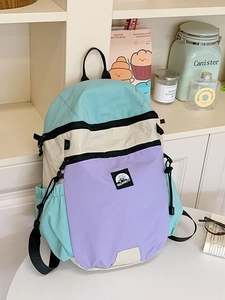 Minimalist multi-color casual backpack in mint green and beige for students and travel