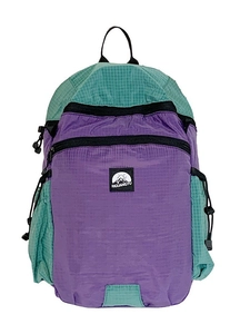 Large casual nylon backpack for women featuring purple and teal color-block design